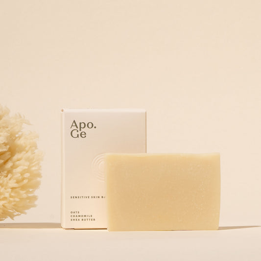 apo ge manuka honey skincare sensitive skin bar soap on a white background 