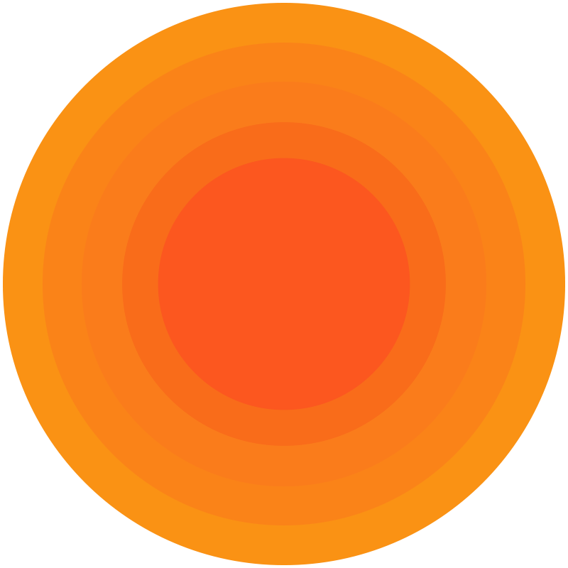 Orange gradient circle graphic element.